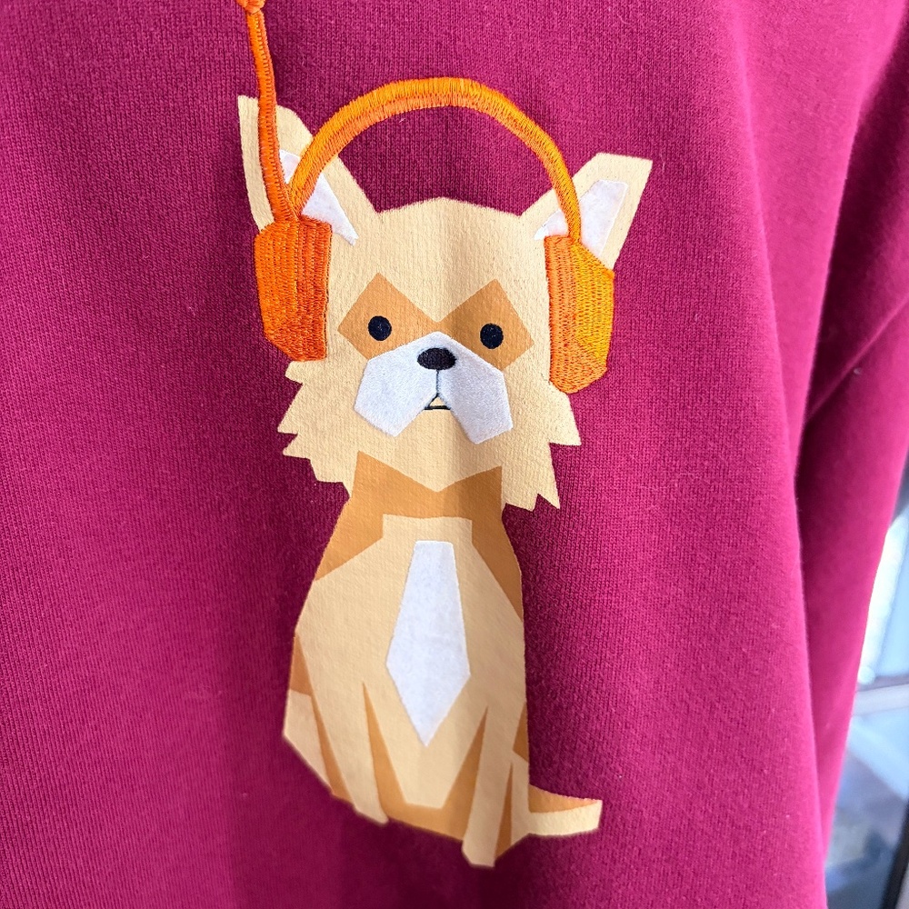 Bonobos, Dog with Headphones Sweatshirt, Men’s XXL